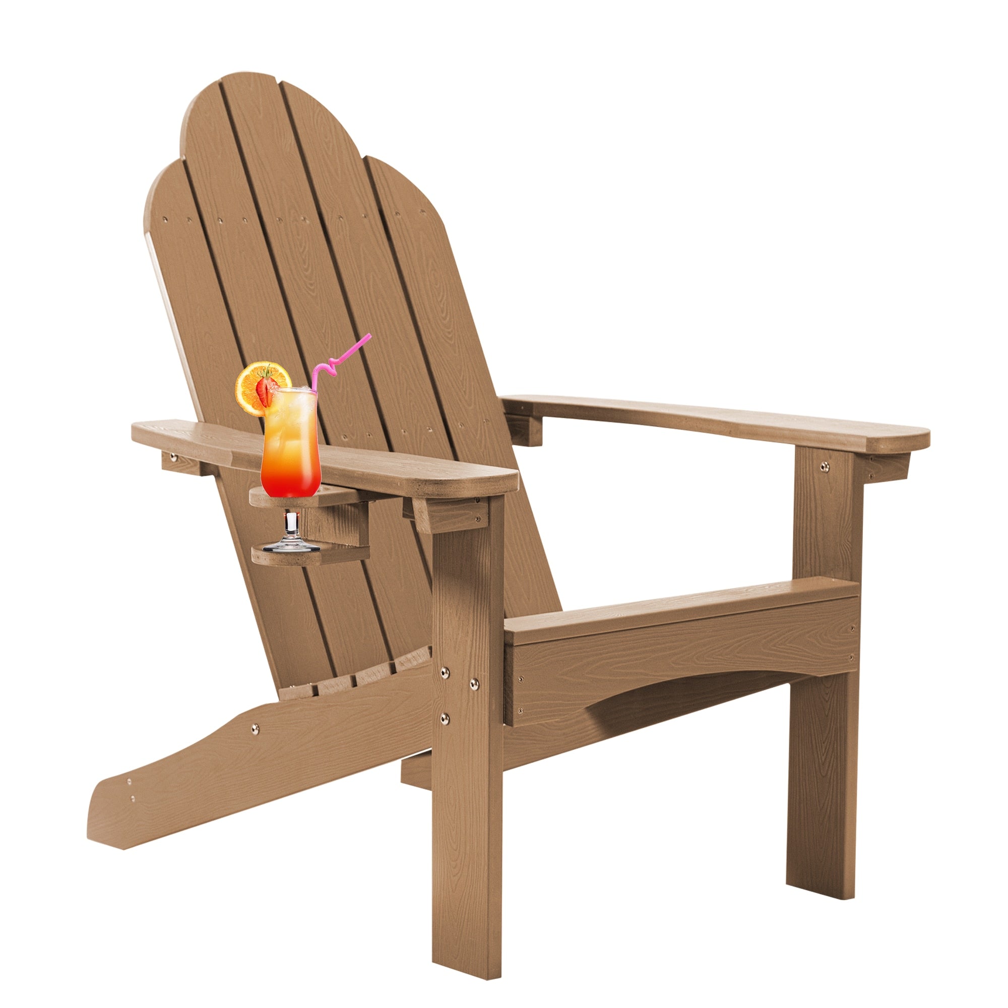 Adirondack Patio Chair with Adjust Cup Holder Outdoor Waterproof Modern Beach Recliner Weather Resistant for Law Garden