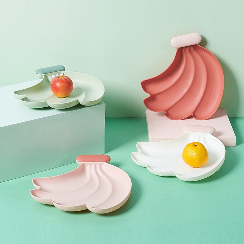 Plastic Snack Bowl Strawberry Banana Shape Fruit Food Tray Candy Snack Cute Plate Dish Kitchen Storage Desktop Fruit Bowl Home