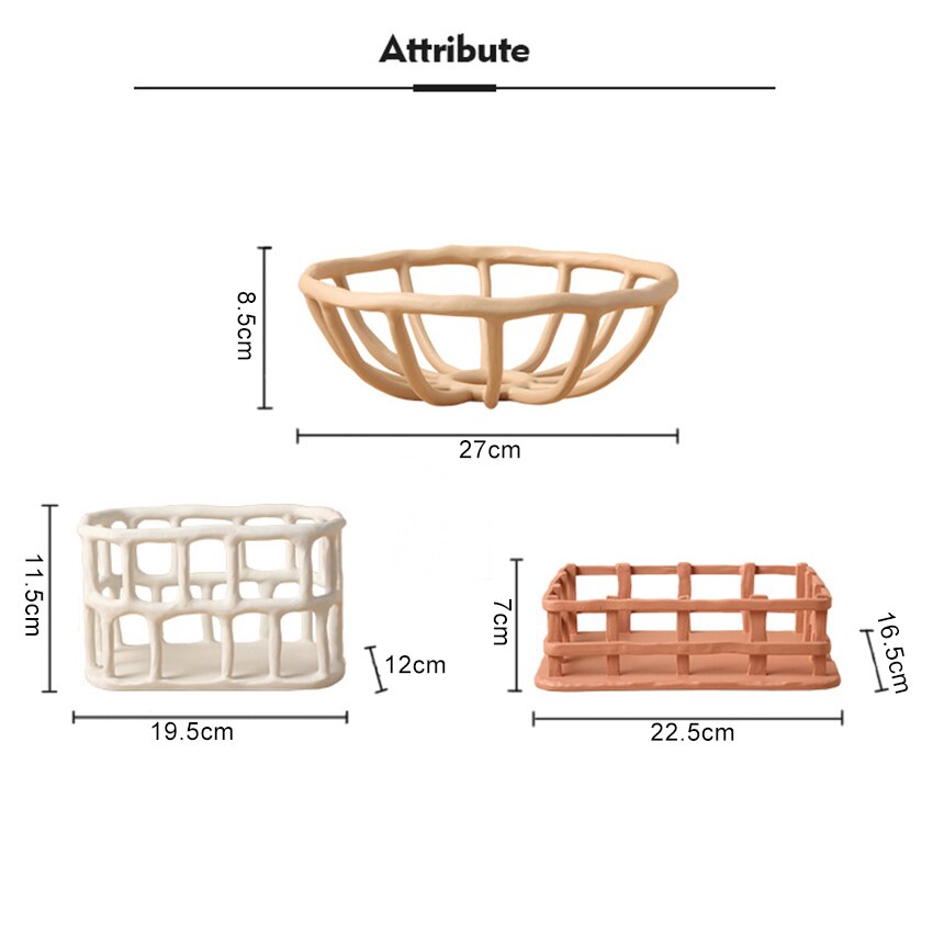 Creative Nordic Resin Morandi Hollow Fruit Tray Home Living Room Porch Desktop Fruit Plate Snack Candy Bowl Furnishings Crafts