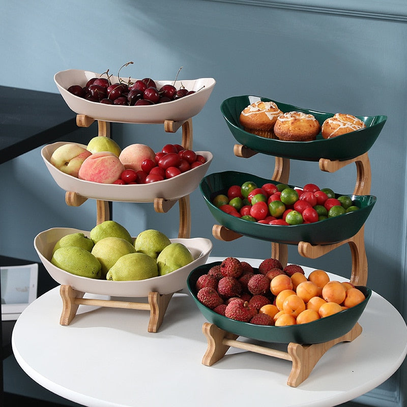 Candy Dish Plastic Fruit Plate Snack Plate Creative Modern Dried Fruit Fruit Basket Plastic Dish Living Room Home 1/2/3 layer