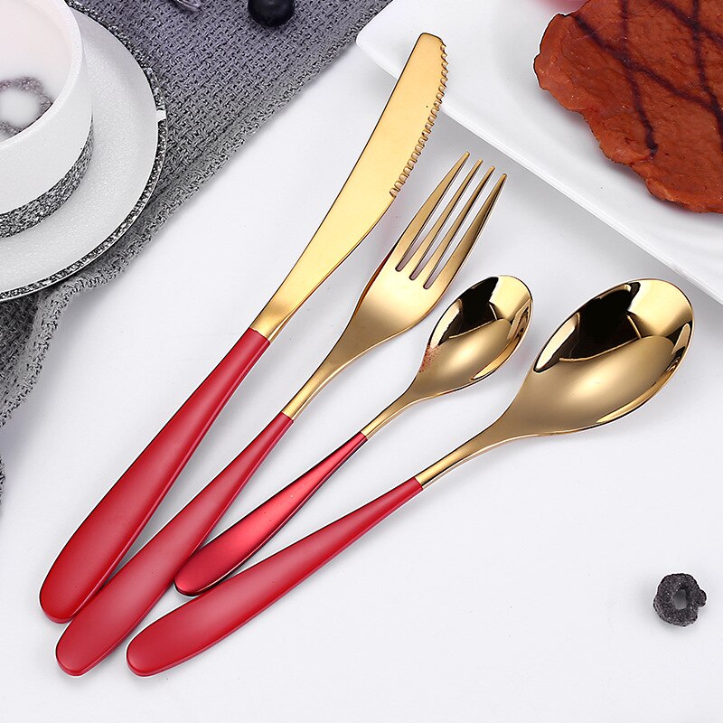 4 Piece Multicolor Cutlery Set Stainless Steel Tableware Sets Fork Spoon Knife Setcutlery Set Cutlery Dinnerware Spoon Settings