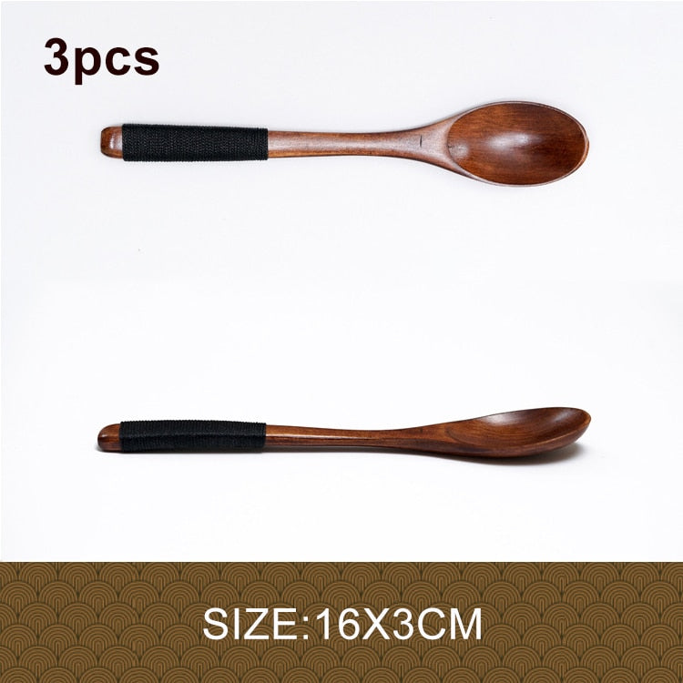 3pcs/lot Natural Wood Japanese-style Environmental Tableware Cooking Honey Coffee Spoon Mixing Spoon For Kids 15-18cm