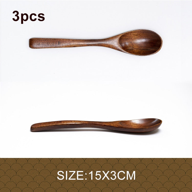 3pcs/lot Natural Wood Japanese-style Environmental Tableware Cooking Honey Coffee Spoon Mixing Spoon For Kids 15-18cm