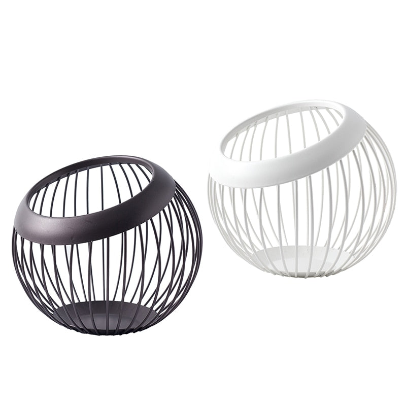 Iron Storage Fruit Plate Drain Basket Nordic Style Geometric Fruit Vegetable Wire Basket Bowl Modern Home Kitchen Storage Basket