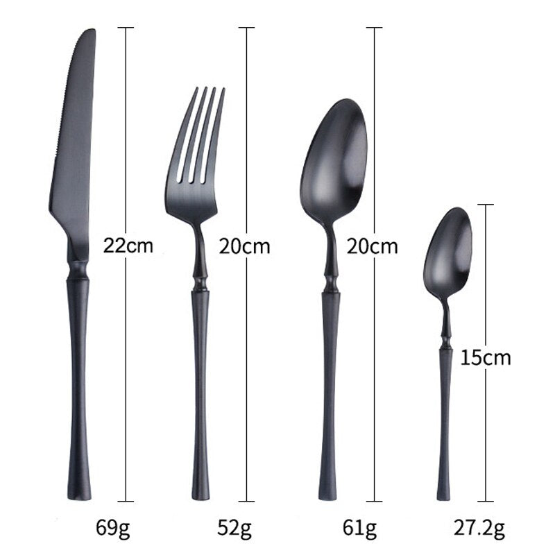 Stainless Steel Black Cutlery Sets Tableware Dinnerware Set Matte Kitchen Knives Forks Spoons Set Flatware Silverware Set