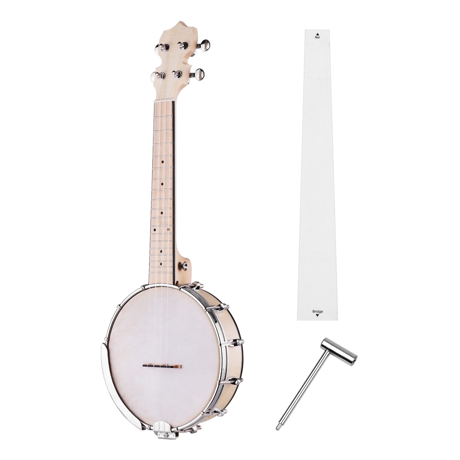 Banjolele Concert 23 inch Banjo Ukulele 4 String Maple Body Okoume Neck with Tuning Wrench Bridge Positioning Ruler