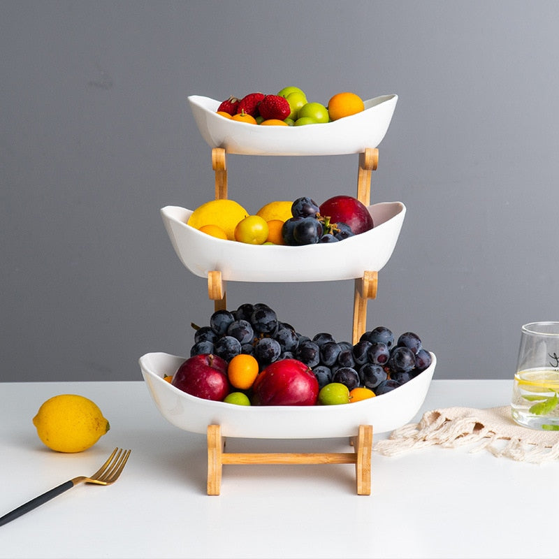 Living Room Home 1/2/3 Tiers Plastic Fruit Plate Snack Plate Creative Modern Dried Fruit Fruit Basket Plastic Dish Candy Dish