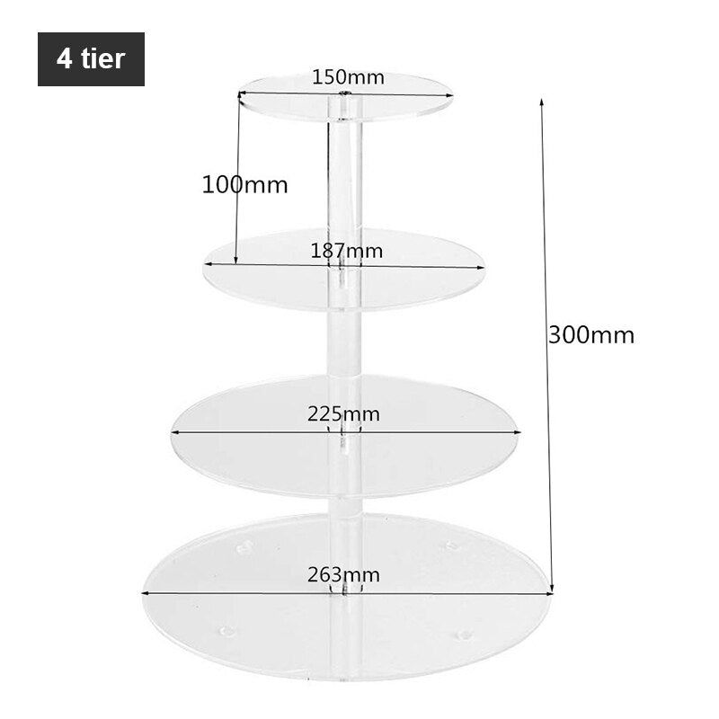 3/4/5/6 Tiers Acrylic Wedding Cake Stand Crystal Cup Cake Display Shelf Cupcake Holder Plate Birthday Party Decoration Stands