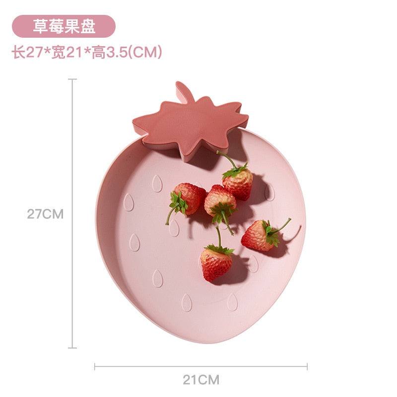 Plastic Snack Bowl Strawberry Banana Shape Fruit Food Tray Candy Snack Cute Plate Dish Kitchen Storage Desktop Fruit Bowl Home