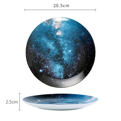 8 inch Starry Universe  Plate Set High Quality Ceramic Dishes Dessert Steak Bread Dinner Plates Sets Dish Kitchen Decor