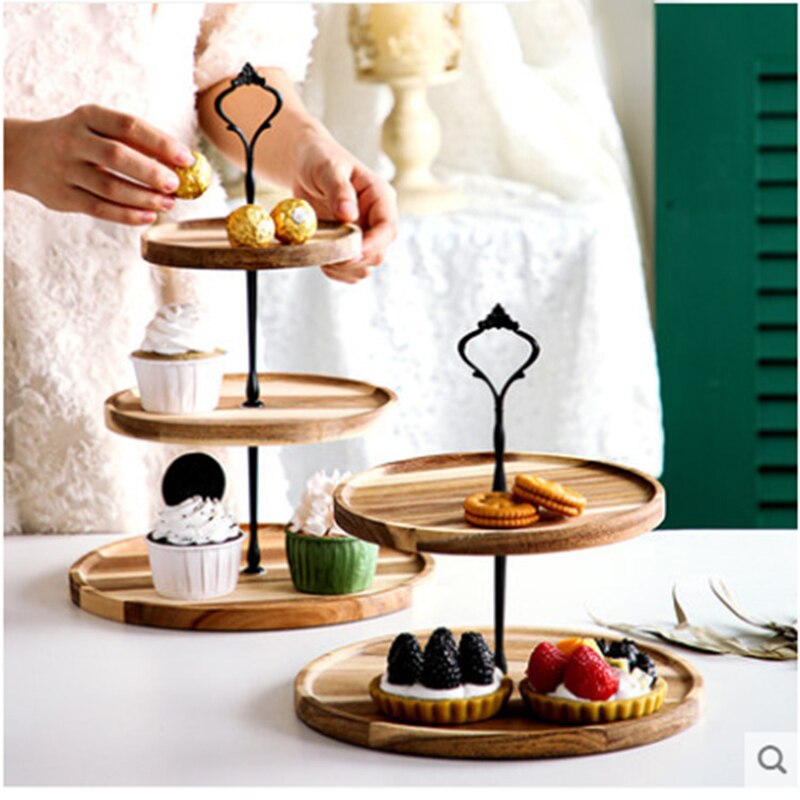 Detachable Cake Stand Wooden European Style 2/3 Tiers Pastry Cupcake Fruit Plate Serving Dessert Holder Wedding Party Home Decor