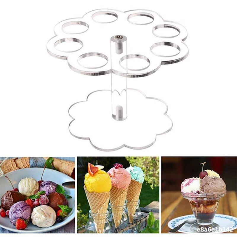 6/16-Hole Acrylic Ice Cream Cone Dessert Holder Display Stand Wedding Party Buffet Display Holder Shelf