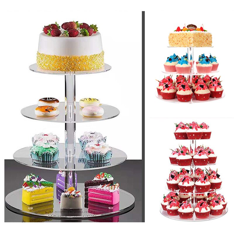 3/4/5/6 Tiers Acrylic Wedding Cake Stand Crystal Cup Cake Display Shelf Cupcake Holder Plate Birthday Party Decoration Stands