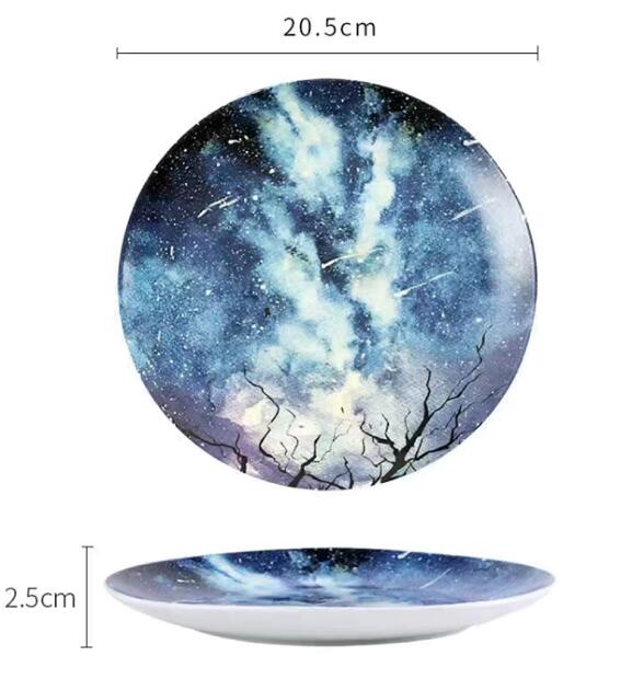 8 inch Starry Universe  Plate Set High Quality Ceramic Dishes Dessert Steak Bread Dinner Plates Sets Dish Kitchen Decor