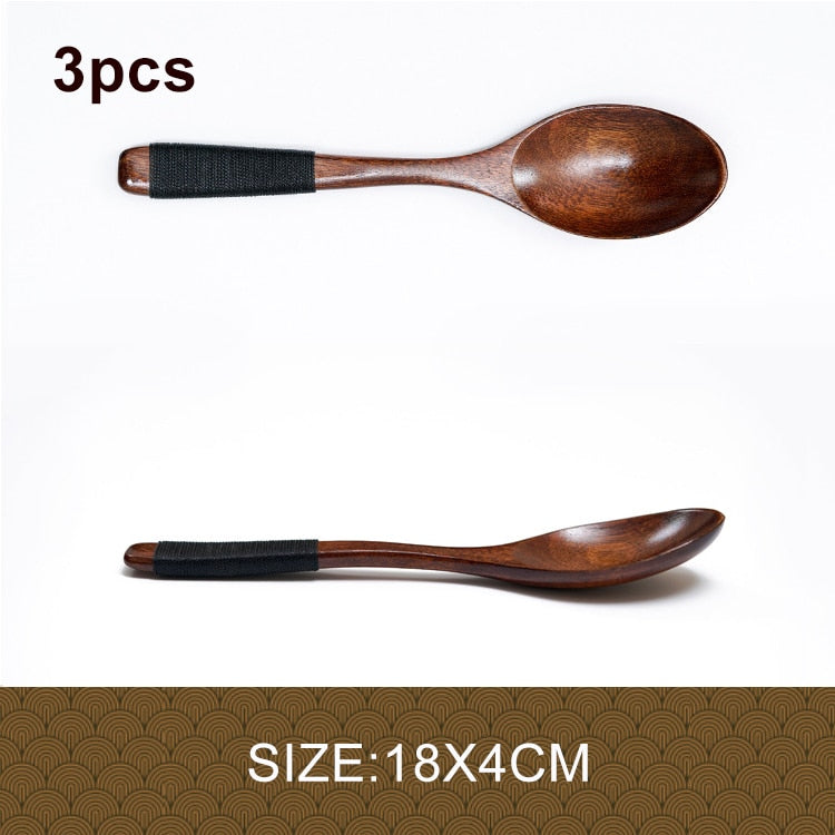 3pcs/lot Natural Wood Japanese-style Environmental Tableware Cooking Honey Coffee Spoon Mixing Spoon For Kids 15-18cm