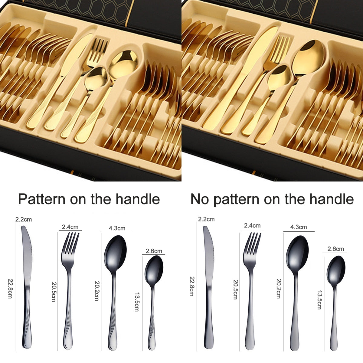 24PCS Gold Cutlery Set Stainless Steel Tableware Dinner Cutlery Sets Western Dishes Knives Fork Coffee Spoons Kitchen Dinnerware