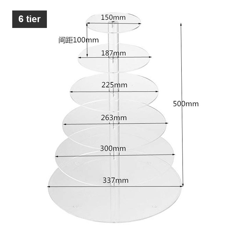 3/4/5/6 Tiers Acrylic Wedding Cake Stand Crystal Cup Cake Display Shelf Cupcake Holder Plate Birthday Party Decoration Stands