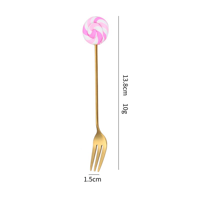 Donut Lollipop Fork Spoon Stainless Steel Cake Dessert Food Fruit Forks Coffee Stirring Spoon Kid Cutlery Dinnerware Accessories