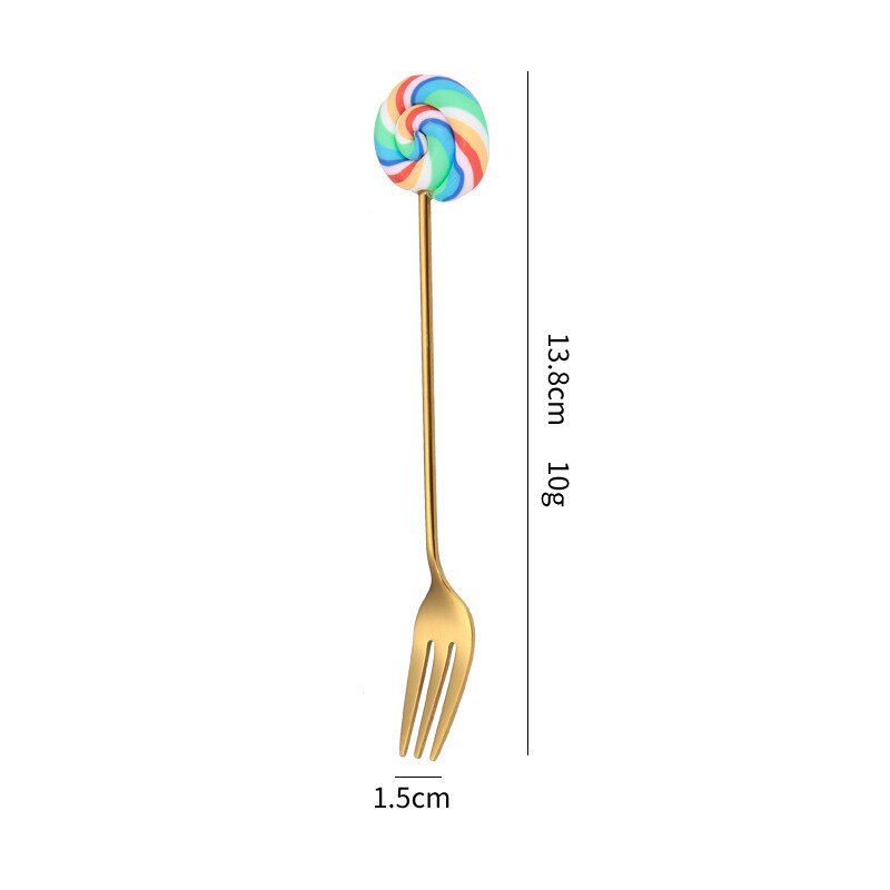 Donut Lollipop Fork Spoon Stainless Steel Cake Dessert Food Fruit Forks Coffee Stirring Spoon Kid Cutlery Dinnerware Accessories