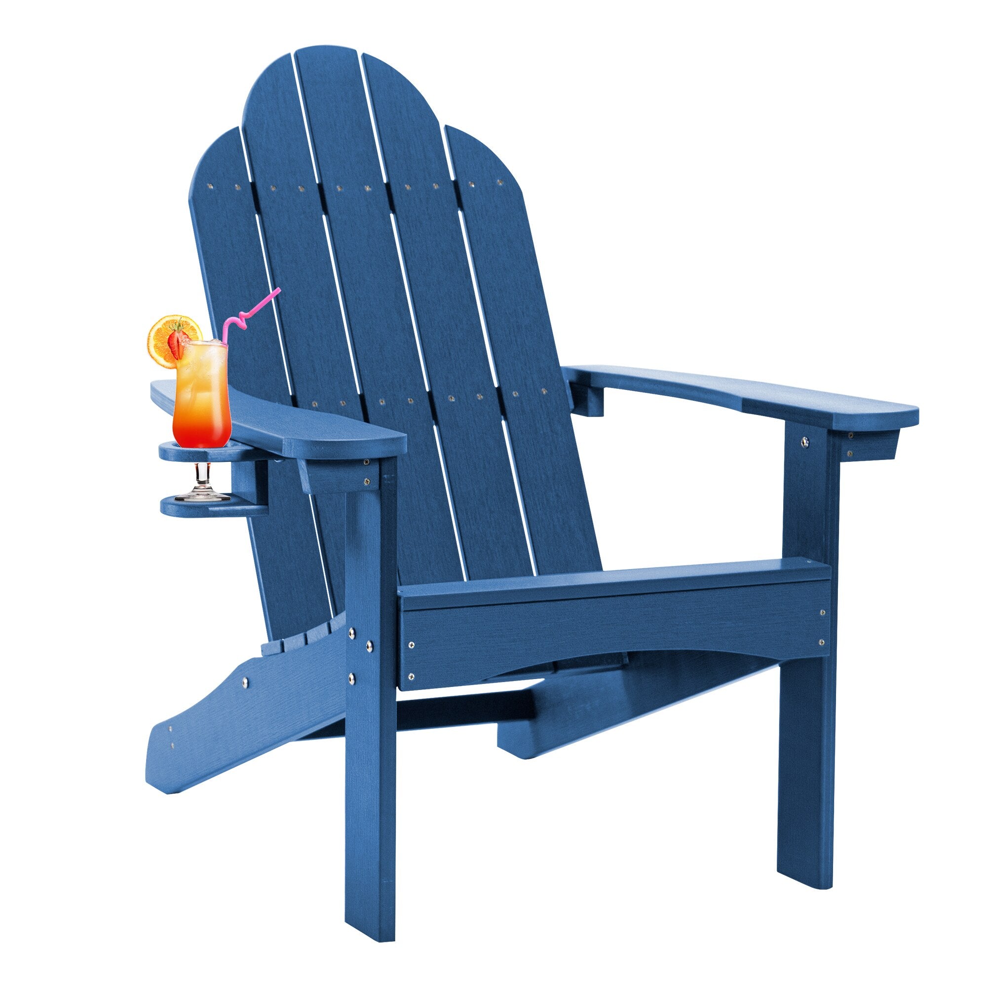 Adirondack Patio Chair with Adjust Cup Holder Outdoor Waterproof Modern Beach Recliner Weather Resistant for Law Garden