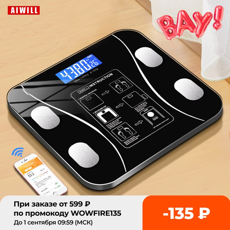 Body Fat Scale Smart Wireless Digital Bathroom Weight Scale Body Composition Analyzer With Smartphone App Bluetooth-compatible