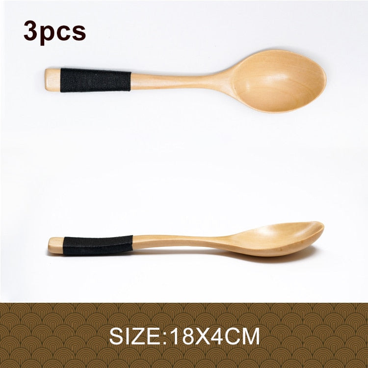 3pcs/lot Natural Wood Japanese-style Environmental Tableware Cooking Honey Coffee Spoon Mixing Spoon For Kids 15-18cm