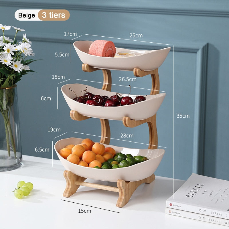 Living Room Home 1/2/3 Tiers Plastic Fruit Plate Snack Plate Creative Modern Dried Fruit Fruit Basket Plastic Dish Candy Dish