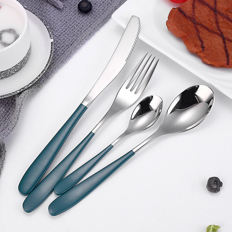 4 Piece Multicolor Cutlery Set Stainless Steel Tableware Sets Fork Spoon Knife Setcutlery Set Cutlery Dinnerware Spoon Settings