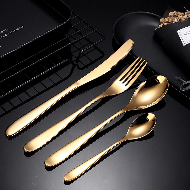 4 Piece Multicolor Cutlery Set Stainless Steel Tableware Sets Fork Spoon Knife Setcutlery Set Cutlery Dinnerware Spoon Settings