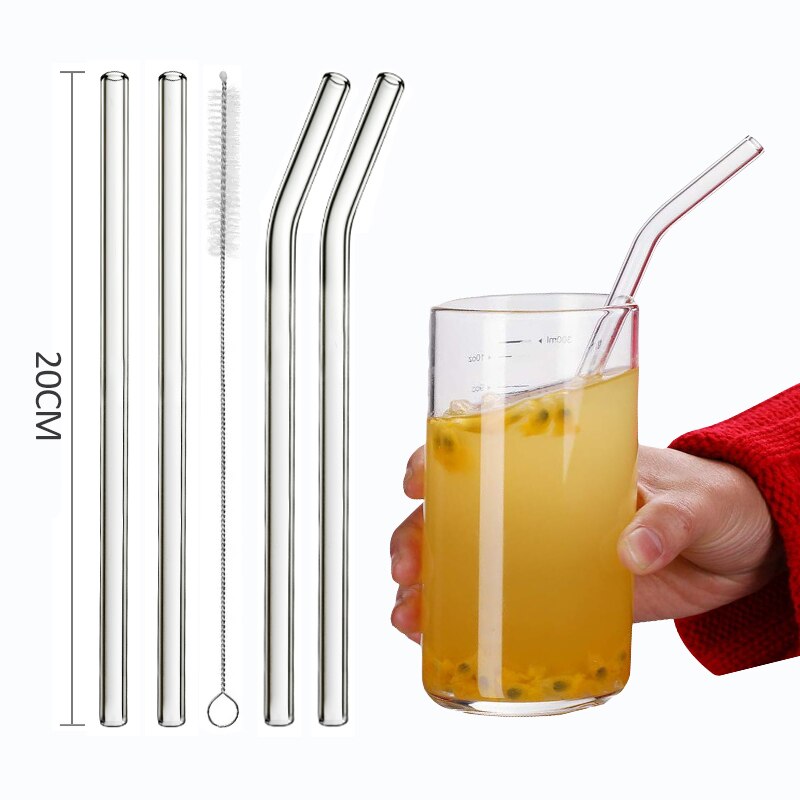 Kichvoe 4pcs Glass Straws with Design Flower Glass Straws Reusable Drinking  Straw with Cleaning Brush for Party