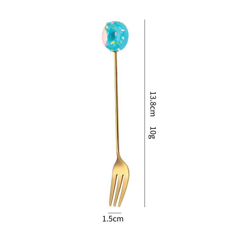 Donut Lollipop Fork Spoon Stainless Steel Cake Dessert Food Fruit Forks Coffee Stirring Spoon Kid Cutlery Dinnerware Accessories