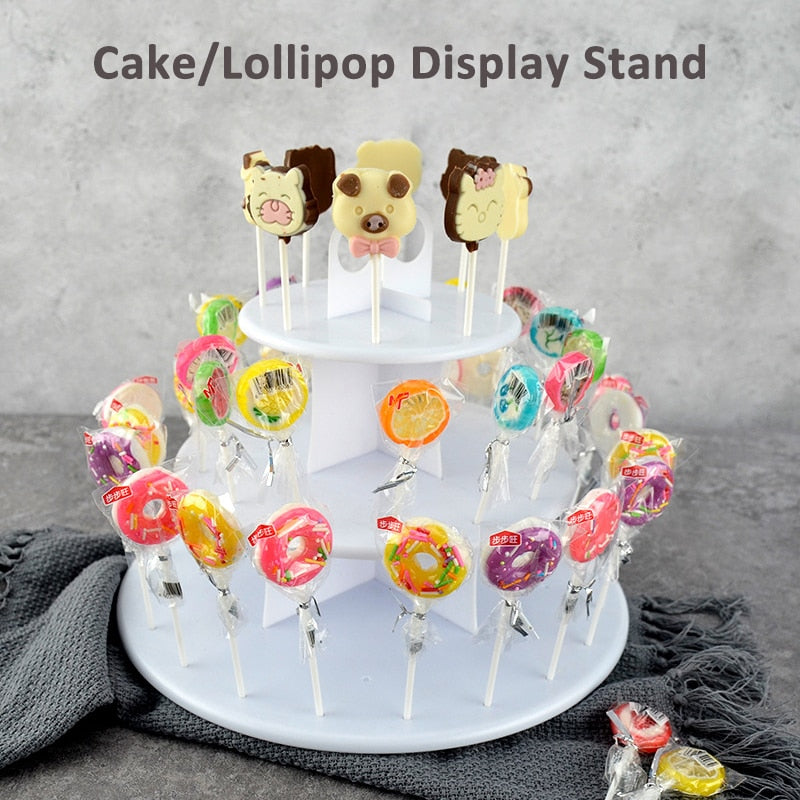 3-Layer Cake Stand 42 Holes Lollipop Stand Display Holder Bases Shelf DIY Baking Tools Cake Kitchen Gadgets for Birthday Party