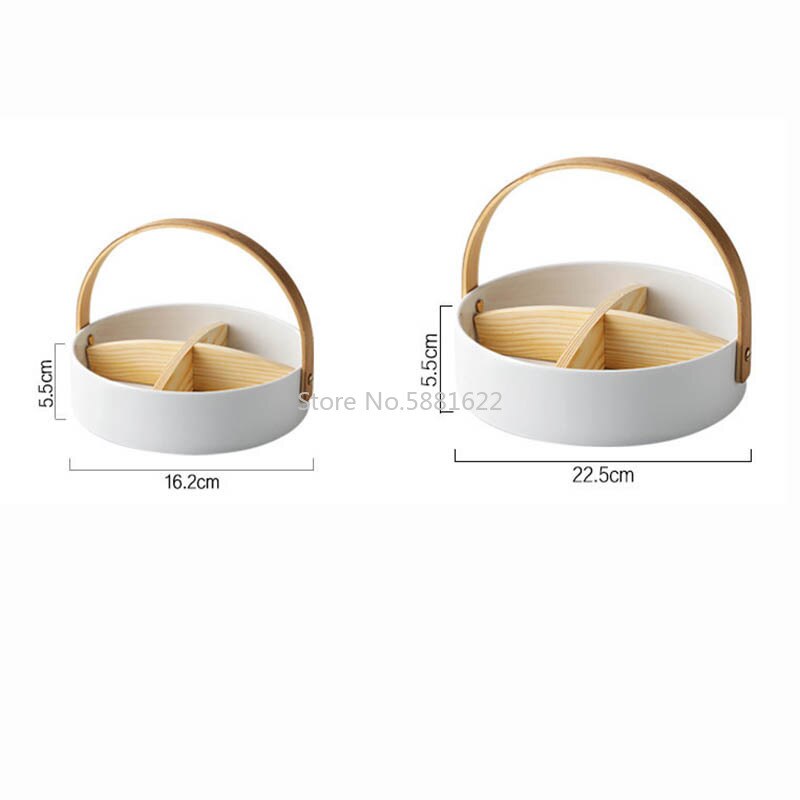 Ceramic Fruit Plate Living Room Luxury High-end Home Platter Dessert Dried Fruit Snack Plate Compartment Candy Snack Basket