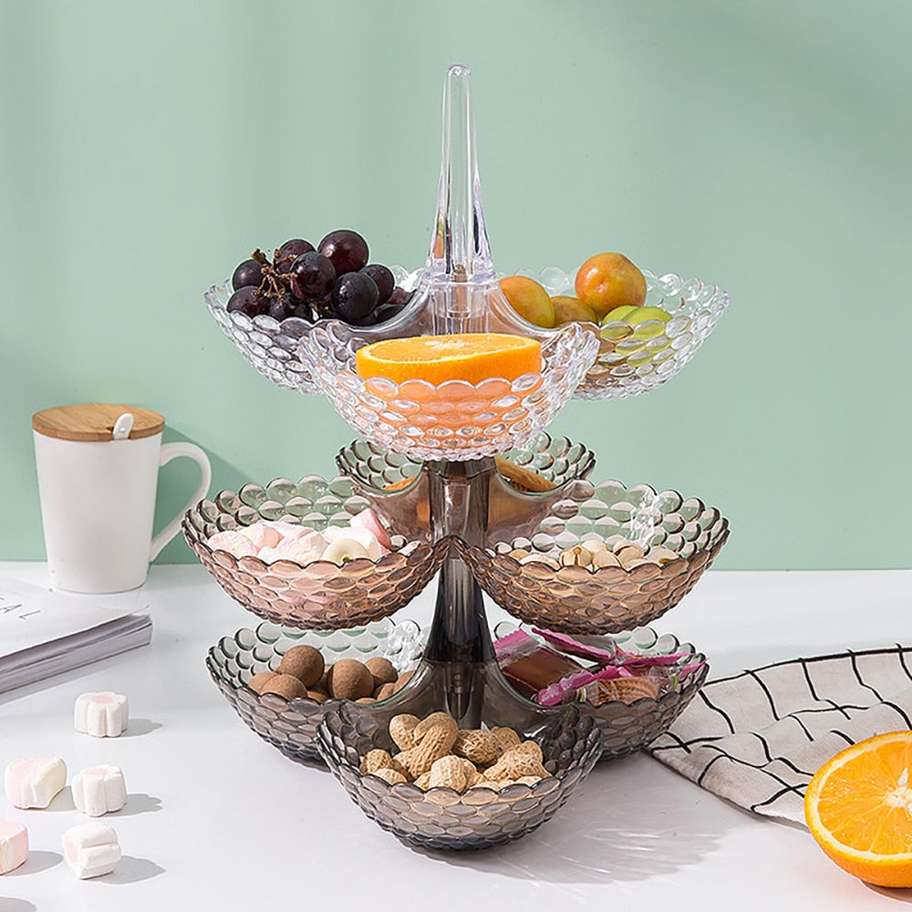 European Stacked Storage Tray Multi-layer Fruit Plastic Plate Dried Fruit Snack Platter Bowl Table Candy Tray Rack Storage Plate