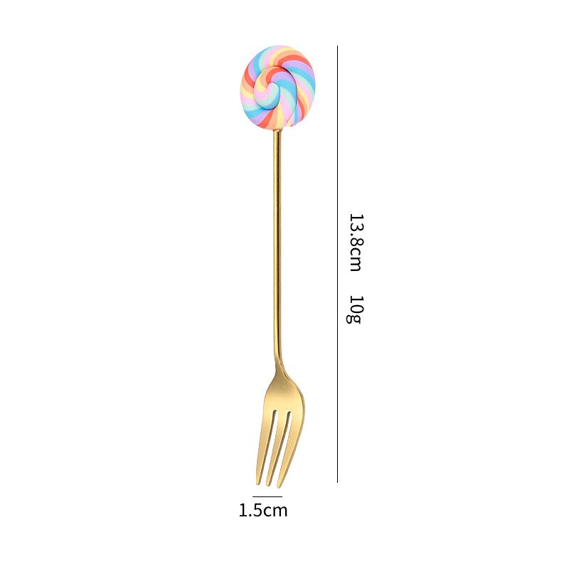 Donut Lollipop Fork Spoon Stainless Steel Cake Dessert Food Fruit Forks Coffee Stirring Spoon Kid Cutlery Dinnerware Accessories