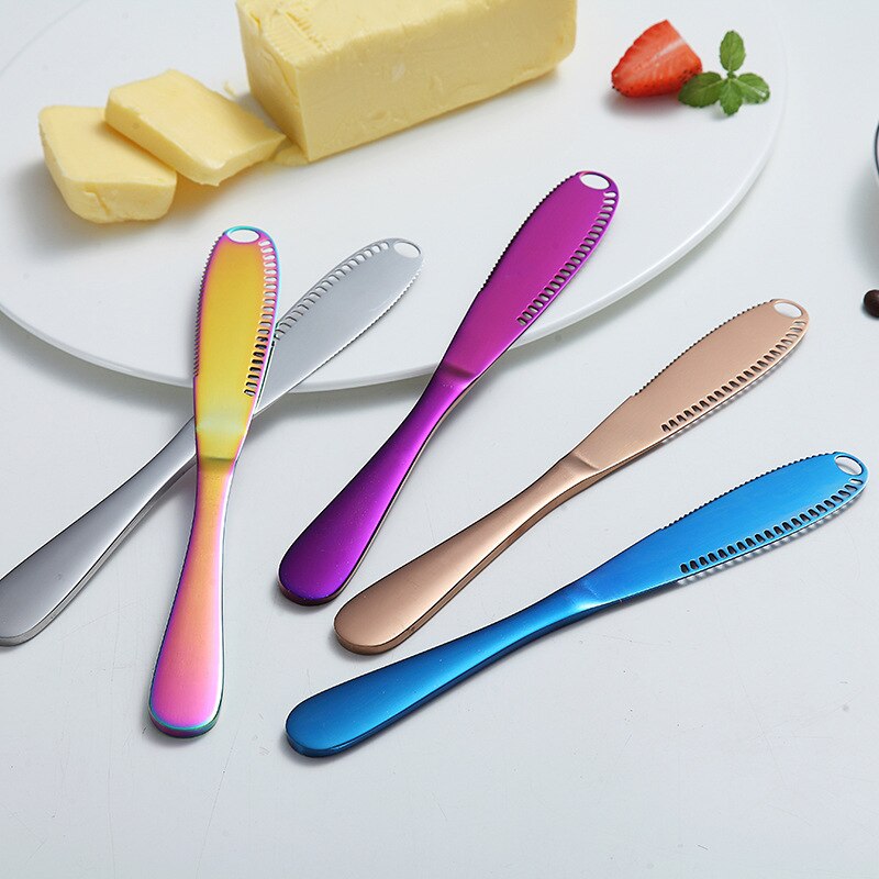 Stainless Steel Multifunction Butter Knife with Hole Cheese Dessert Jam Knife Cutlery Tool Kitchen Toast Bread Knife Tableware