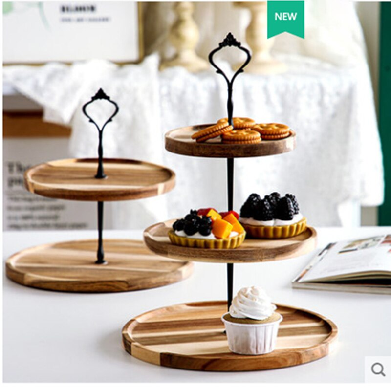 Detachable Cake Stand Wooden European Style 2/3 Tiers Pastry Cupcake Fruit Plate Serving Dessert Holder Wedding Party Home Decor