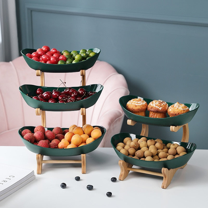 Candy Dish Plastic Fruit Plate Snack Plate Creative Modern Dried Fruit Fruit Basket Plastic Dish Living Room Home 1/2/3 layer