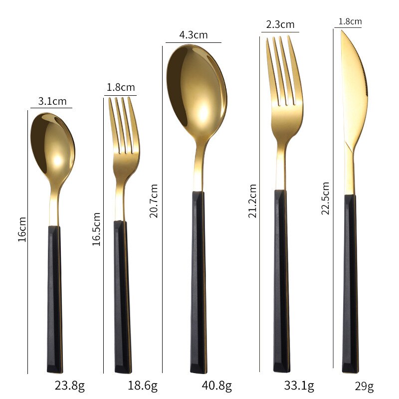 5Pcs/Set 304 Stainless Steel Dinnerware Sets Glossy Silver Wooden Tableware Western Food Knife Fork Teaspoon Cutleries