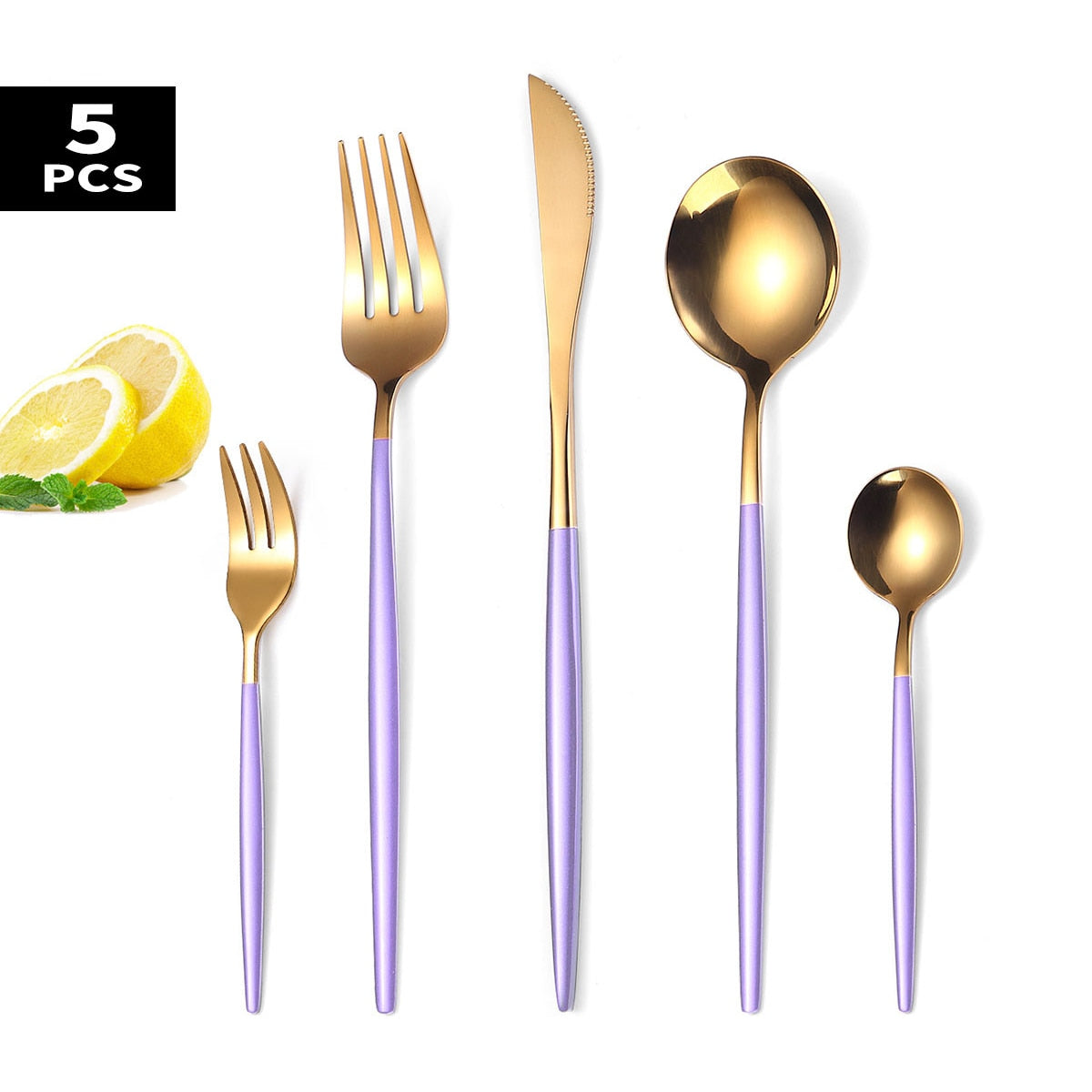 Cutlery Set 5 Piece Tableware Sets Multicolor Fork Spoon Knife Setcutlery Set Stainless Steel Cutlery Dinnerware Spoon Settings