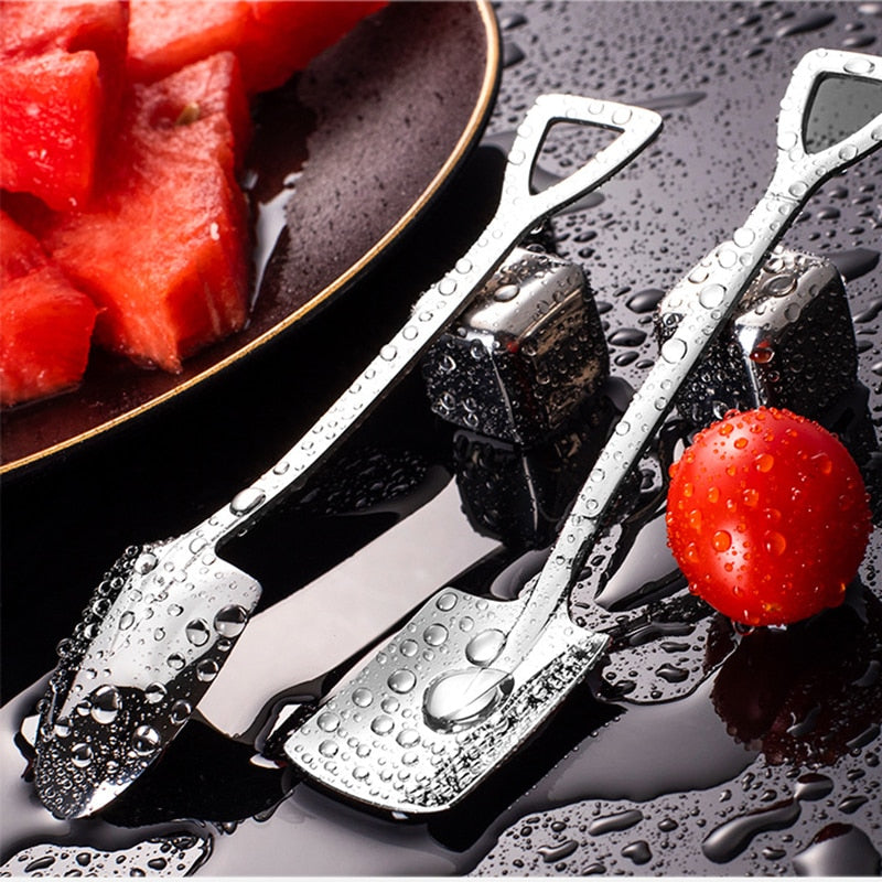 2/4PCS Coffee Spoon Cutlery Set Stainless Steel Retro Iron Shovel Ice Cream Tea Spoon Scoop Creative Fashion Kitchen Tableware