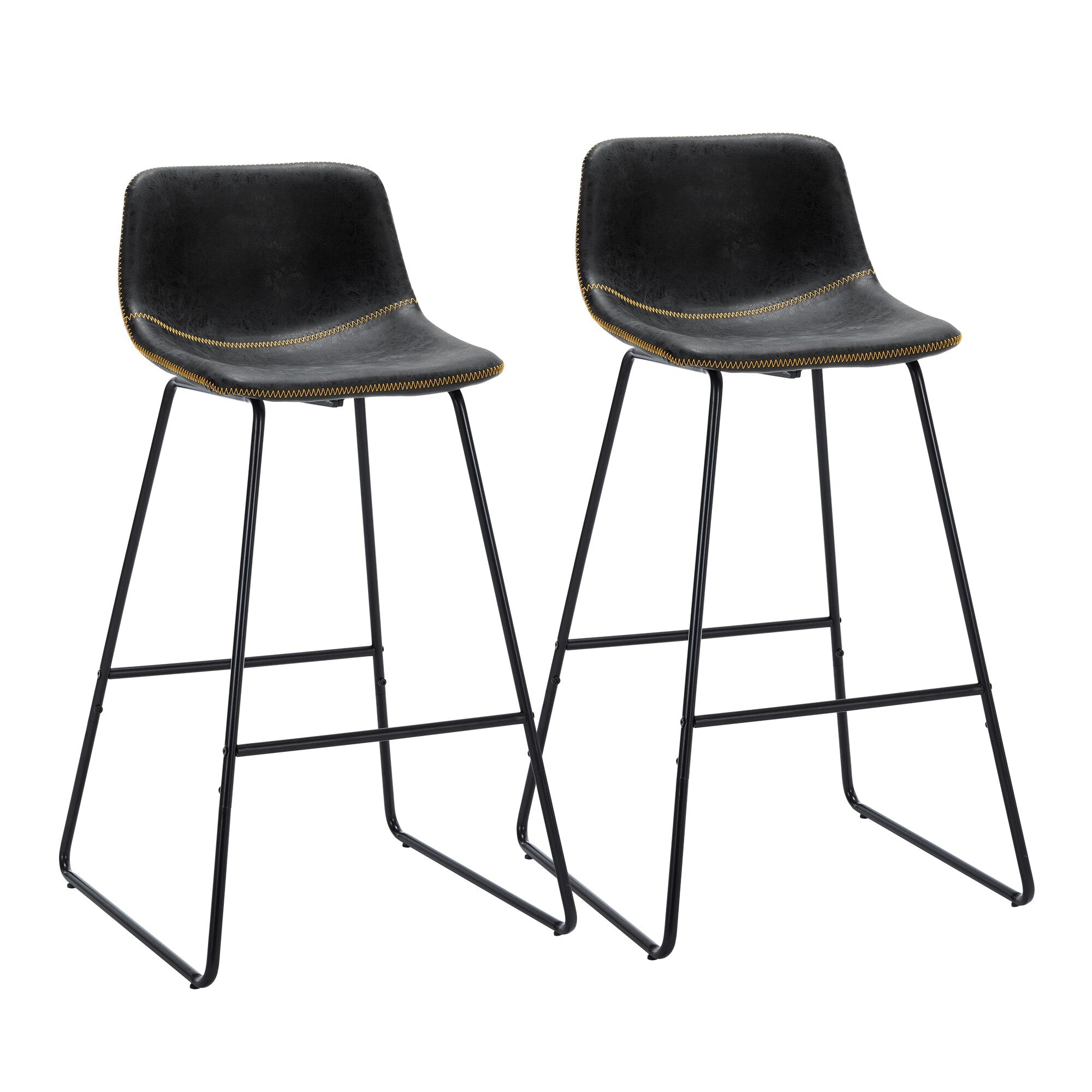 30 inch ALX Urban Armless Bar Chairs Modern Industrial Faux Leather Dining Chairs for Kitchen Counter