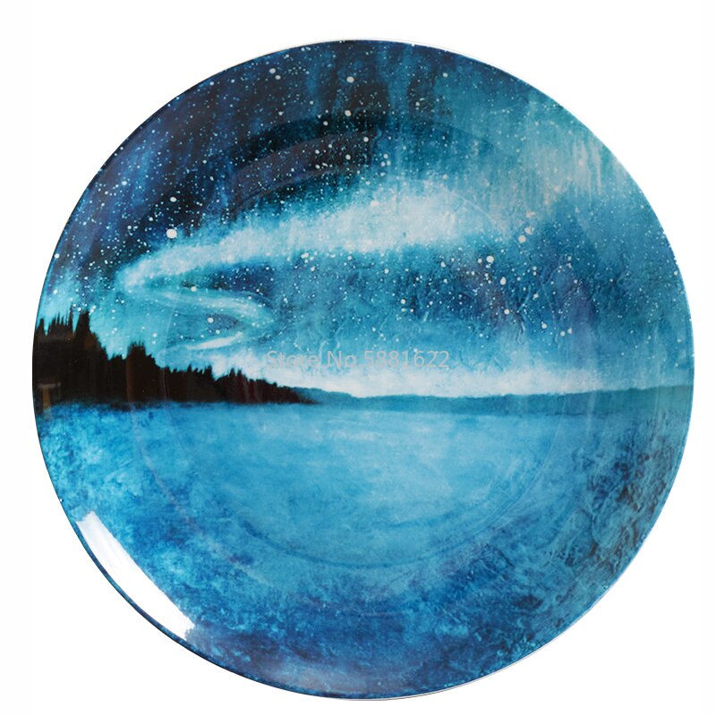 Nordic style 8 inch Night sky pattern Dinner Plate set Porcelain Dessert Snack Cake Dishes for Kitchen Decor Gift dinnerware