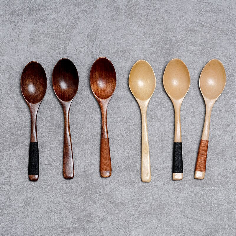 3pcs/lot Natural Wood Japanese-style Environmental Tableware Cooking Honey Coffee Spoon Mixing Spoon For Kids 15-18cm