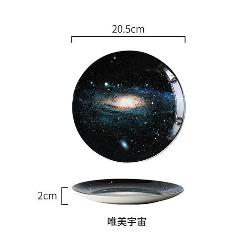 8 inch Starry Universe  Plate Set High Quality Ceramic Dishes Dessert Steak Bread Dinner Plates Sets Dish Kitchen Decor