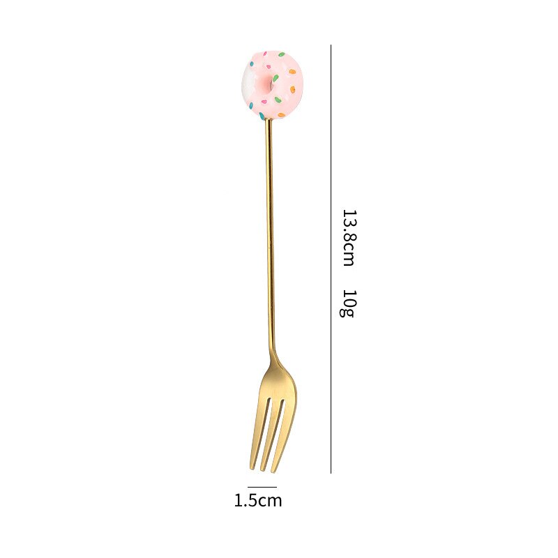 Donut Lollipop Fork Spoon Stainless Steel Cake Dessert Food Fruit Forks Coffee Stirring Spoon Kid Cutlery Dinnerware Accessories