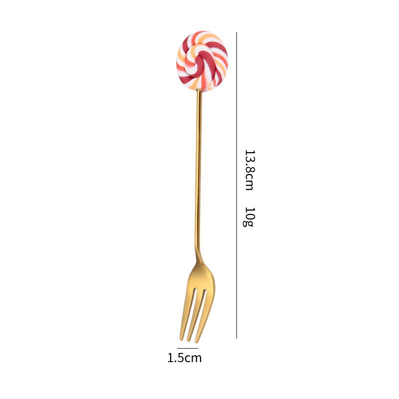 Donut Lollipop Fork Spoon Stainless Steel Cake Dessert Food Fruit Forks Coffee Stirring Spoon Kid Cutlery Dinnerware Accessories