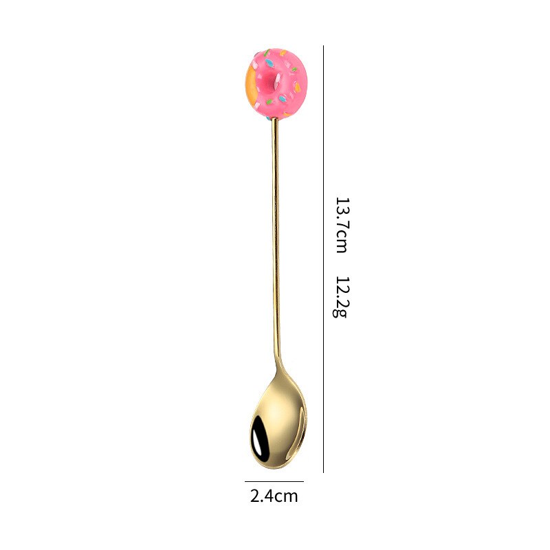 Donut Lollipop Fork Spoon Stainless Steel Cake Dessert Food Fruit Forks Coffee Stirring Spoon Kid Cutlery Dinnerware Accessories