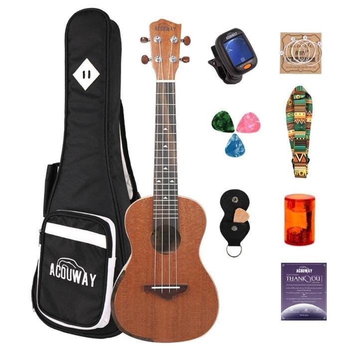 Acouway Ukulele Concert Soprano Tenor Ukulele 21" 24" 26" Sapele Ukulele Ukelele Aquila String Optinal Ukulele Bag Tuner Strap - AKLOT