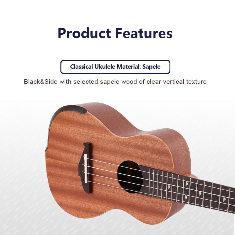 Acouway Ukulele Concert Soprano Tenor Ukulele 21" 24" 26" Sapele Ukulele Ukelele Aquila String Optinal Ukulele Bag Tuner Strap - AKLOT